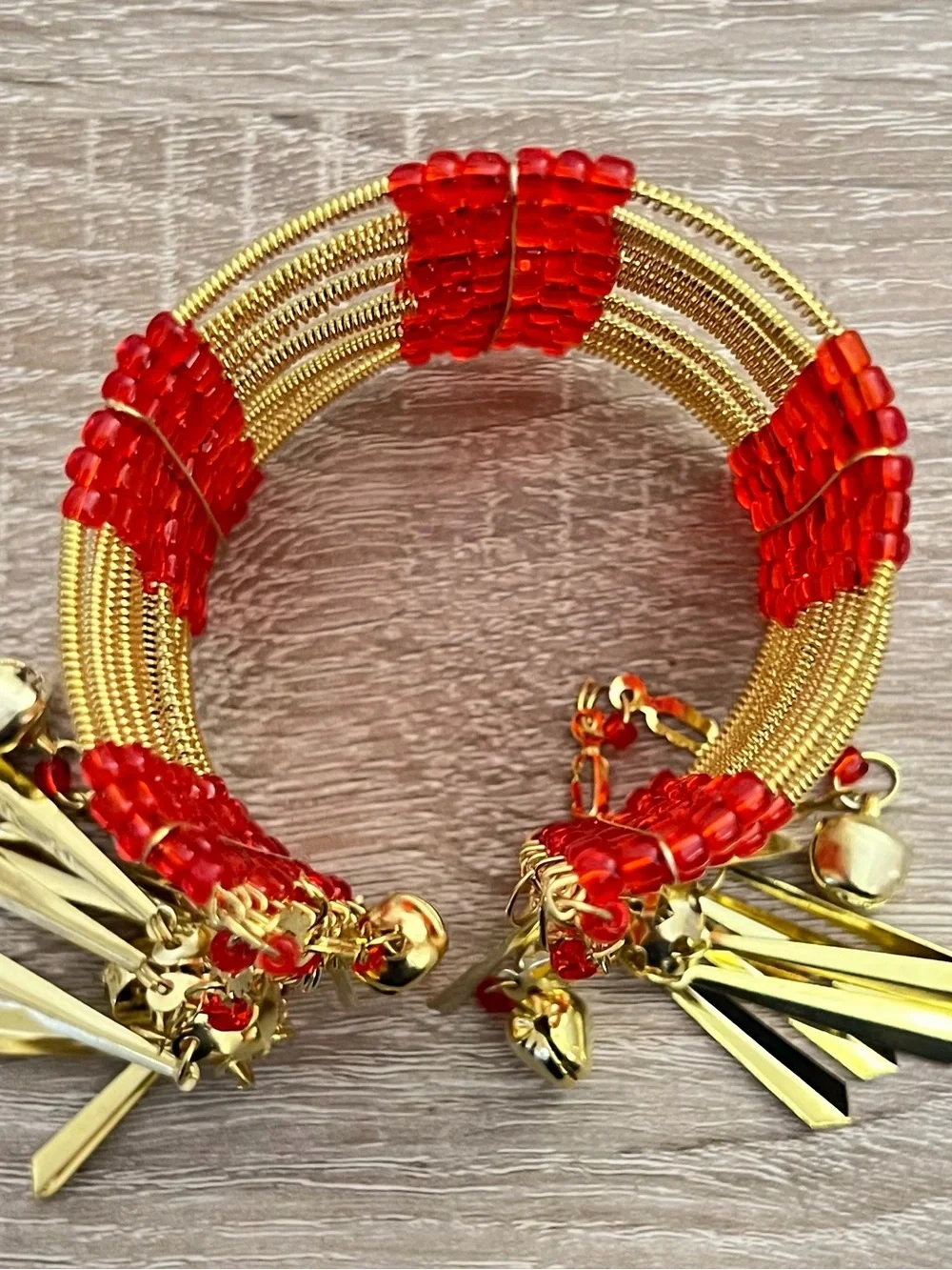 Boho Tribal Bracelet Bundle Red Black Gold & Silver Cuff